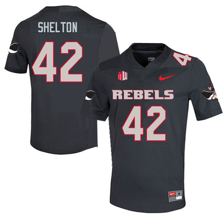Men #42 Elijah Shelton UNLV Rebels College Football Jerseys Sale-Charcoal - Click Image to Close